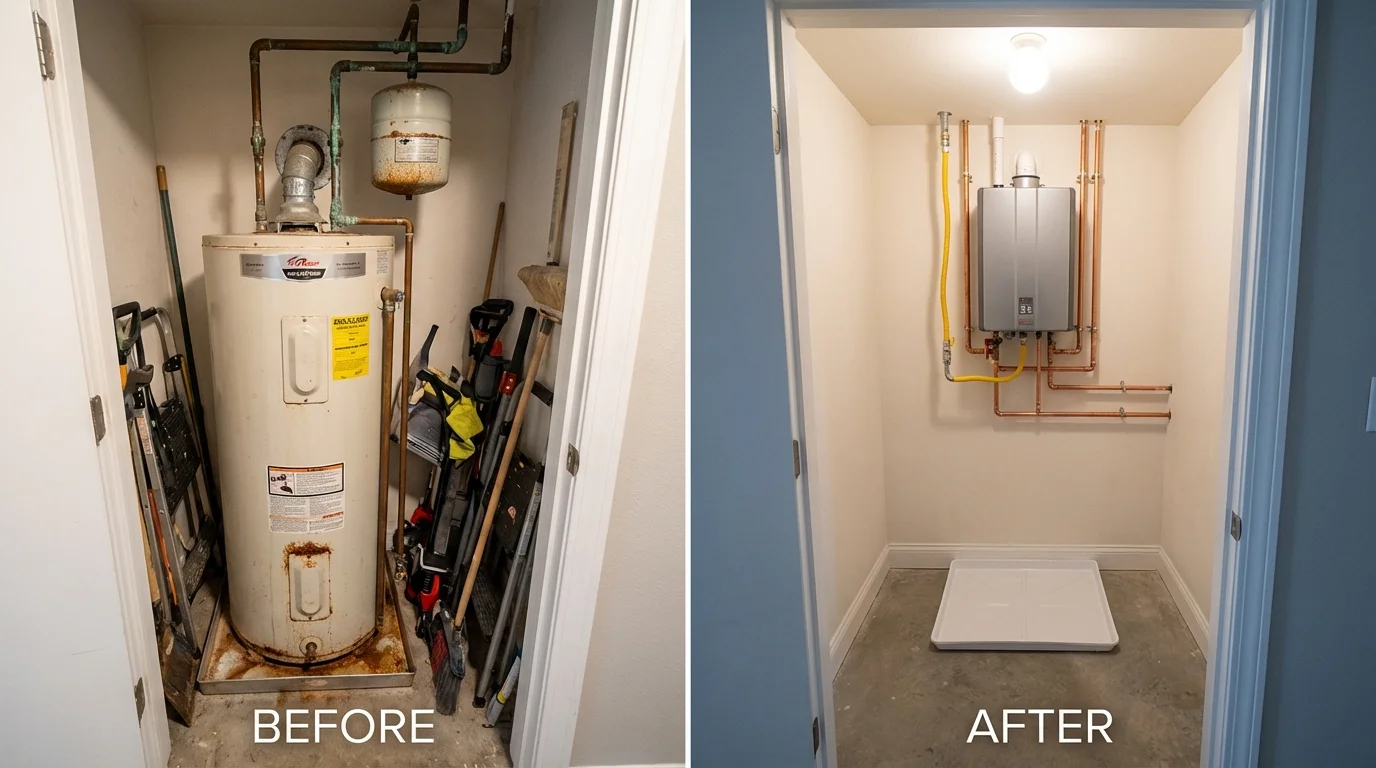Tank water heater versus wall-mounted tankless unit comparison for Franklin, MI homeowners